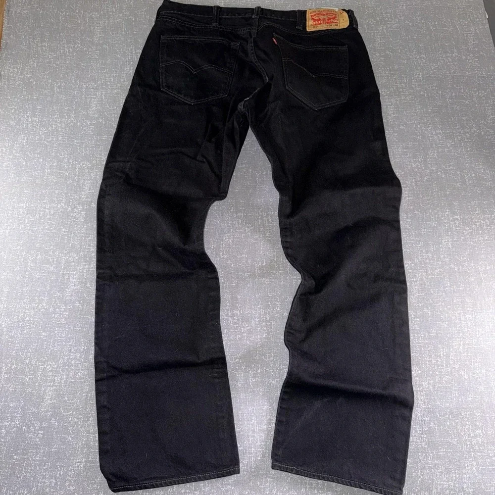 Levis 501 Jeans Mens 38x32 Black Denim Button Fly Straight Leg Classic Dark Wash